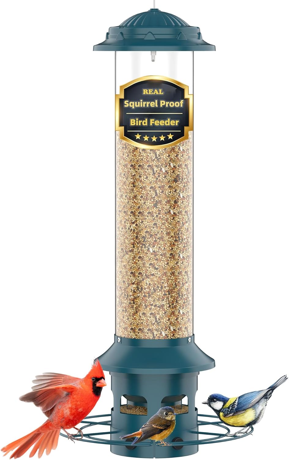 Bird Feeder,Metal Squirrel Proof Bird Feeders for Outdoors Hanging 4.0 LB Capacity,Easily Beat Squirrels,Attracting Finch,Cardinal,Chickadee