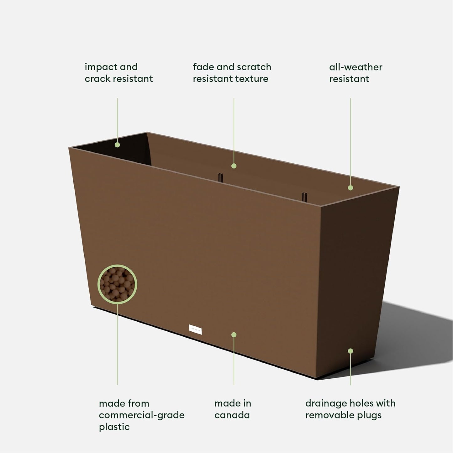 Veradek Midori Long Trough Planter (Espresso, 39 inch - 2 Pack with 2 Saucer Trays)