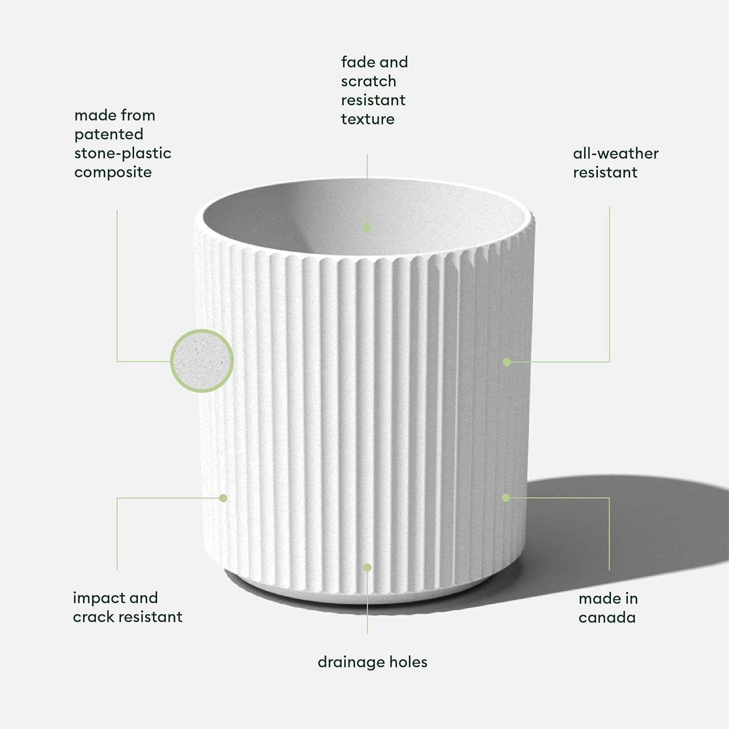 Veradek Demi Series Round Planter for Porch, Patio, Backyard | Durable Plastic-Stone Composite Material | Modern Décor for Tall Plants, Flowers