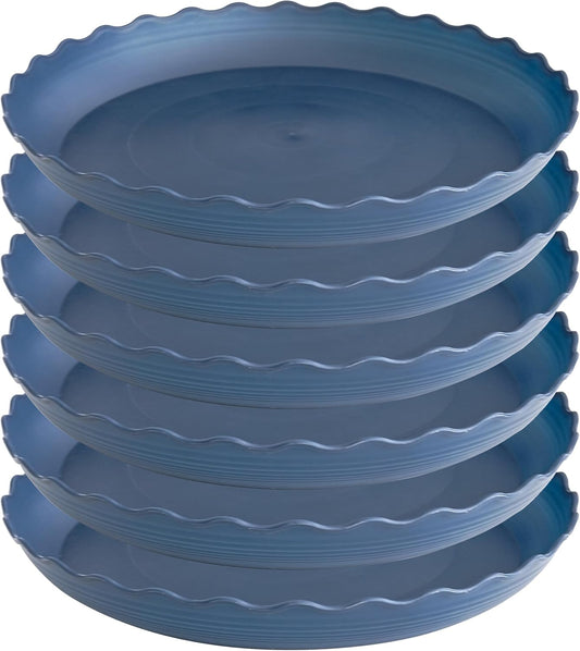 6 Pack Plant Saucer 10 inch, Heavy Duty Plastic Plant Saucers, Durable Plant Tray for Pots, Flower Saucers for Indoors, Plant Pot Saucers, Trays for Planter (Blue)