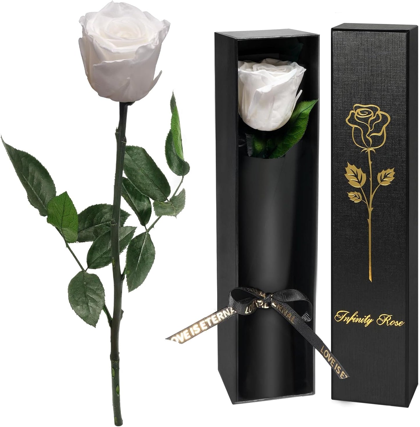 Yamonic Preserved Flowers Rose Gifts for Delivery Prime, Mothers Day Rose Flowers Gifts for Mom, Single Real Flower Birthday Gifts for Her, Women, Grandma, Wife,Girlfriend Gifts for Anniversary(White)