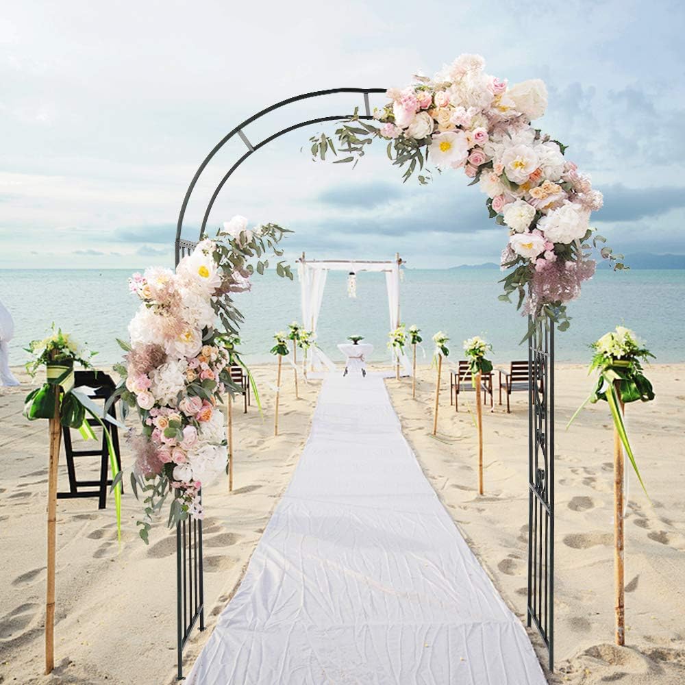 VINGLI Garden Arbor, Arch Walkway for Wedding Ceremony Party, Christmas Garden Decorations Steel Garden Trellis for Plant Climbing, Pergola for Garden, Backyard, Lawn, Bench (Dome)