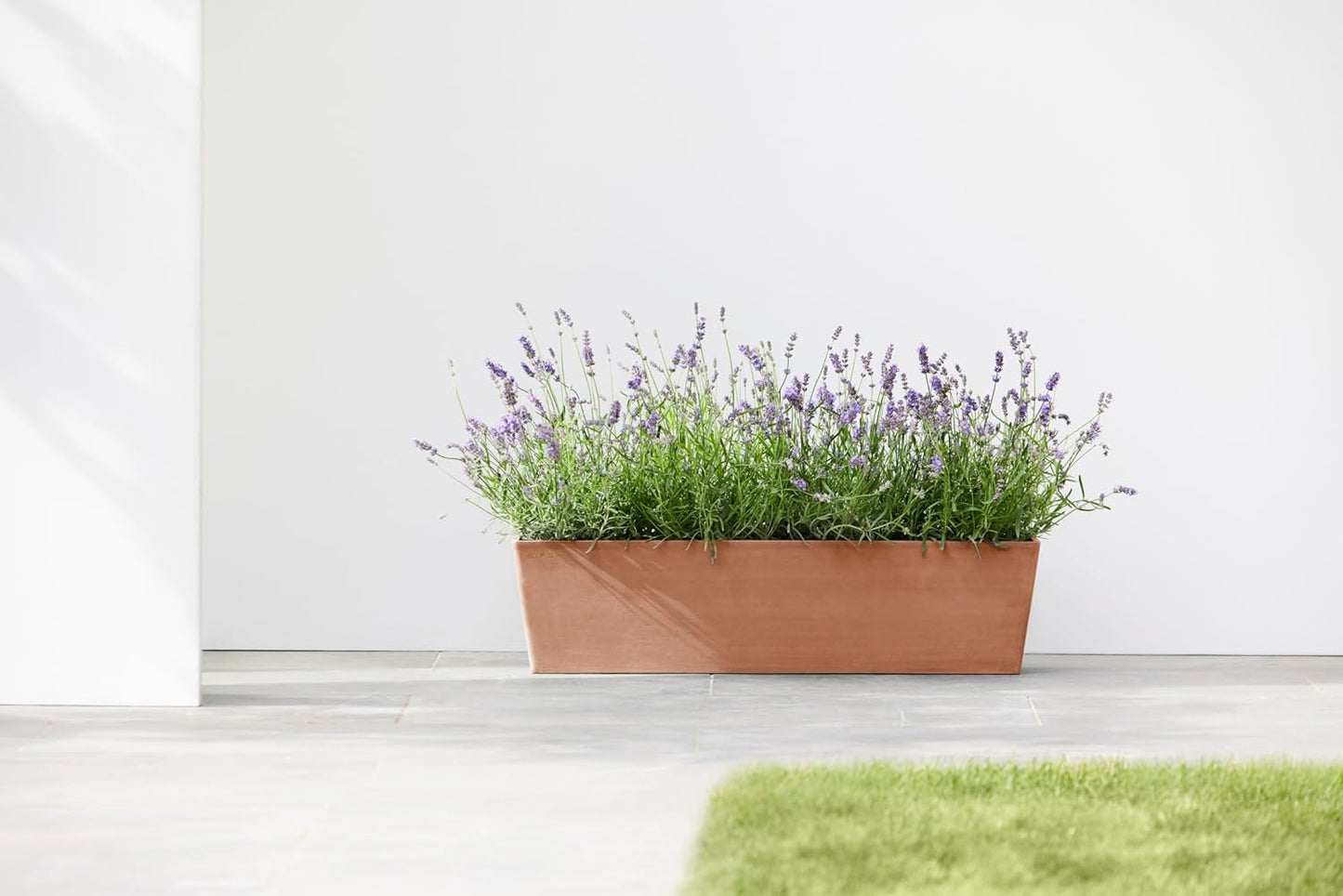 Ecopots Bruges Durable Modern Rectangular Indoor/Outdoor Recycled-Based Composite Flower Pot Planter, Terracotta Color, 31.5"