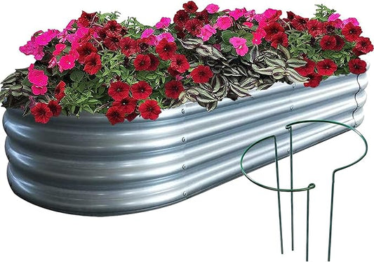 Raised Garden Bed, 6×3×1ft Outdoor Galvanized Planter Boxes, Galvanized Garden Beds Outdoor with Metal Plant Stakes, Large Raised Garden Box, Garden Beds Outdoor for Vegetables Stock Tank