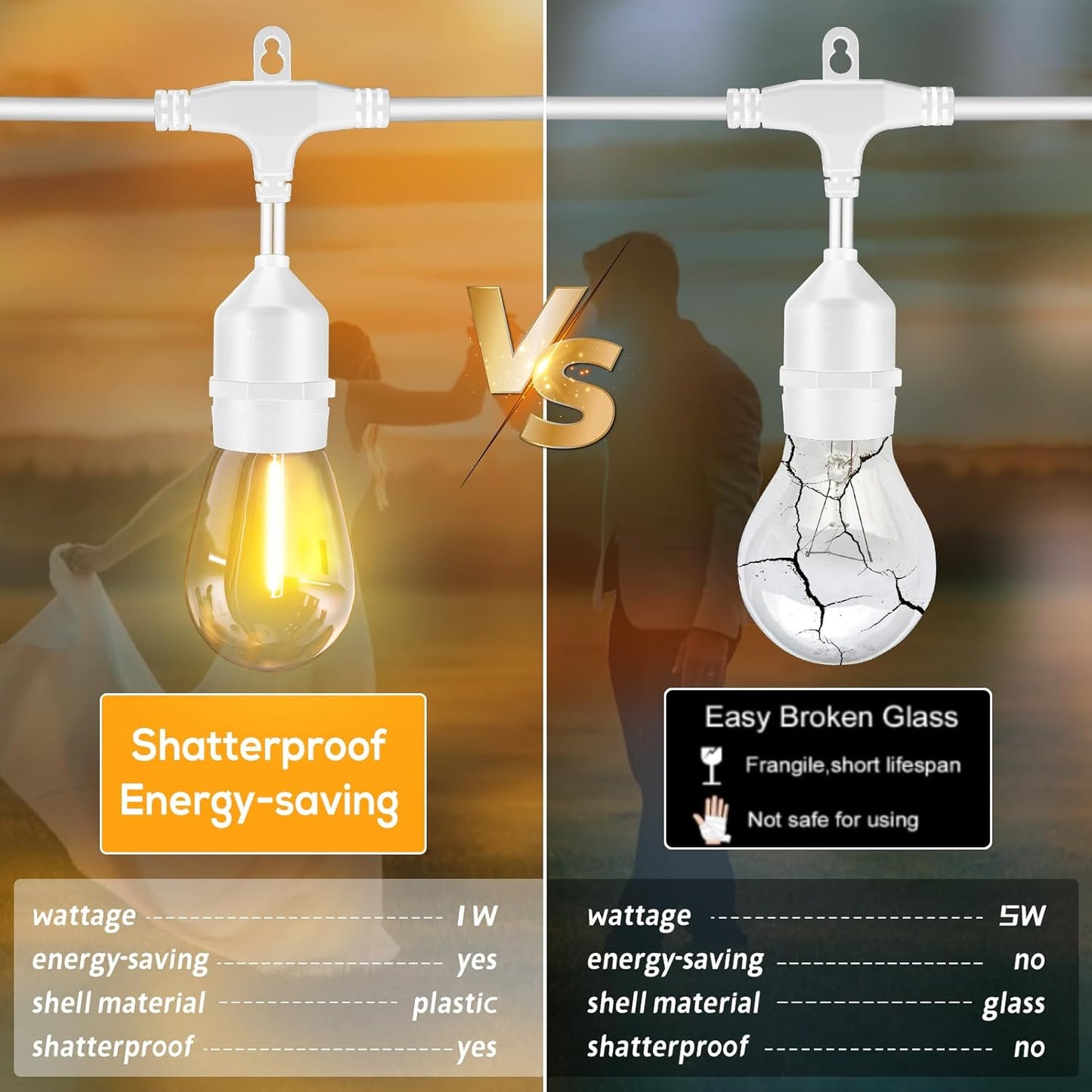 SUFEIMAS 100FT White Outdoor String Lights,IP65 Waterproof 30+2 Plastic LED Bulbs 2700K White Patio String Lights for Outside Porch, Pergola, Backyard, Bistro, Garden,Wedding Lights