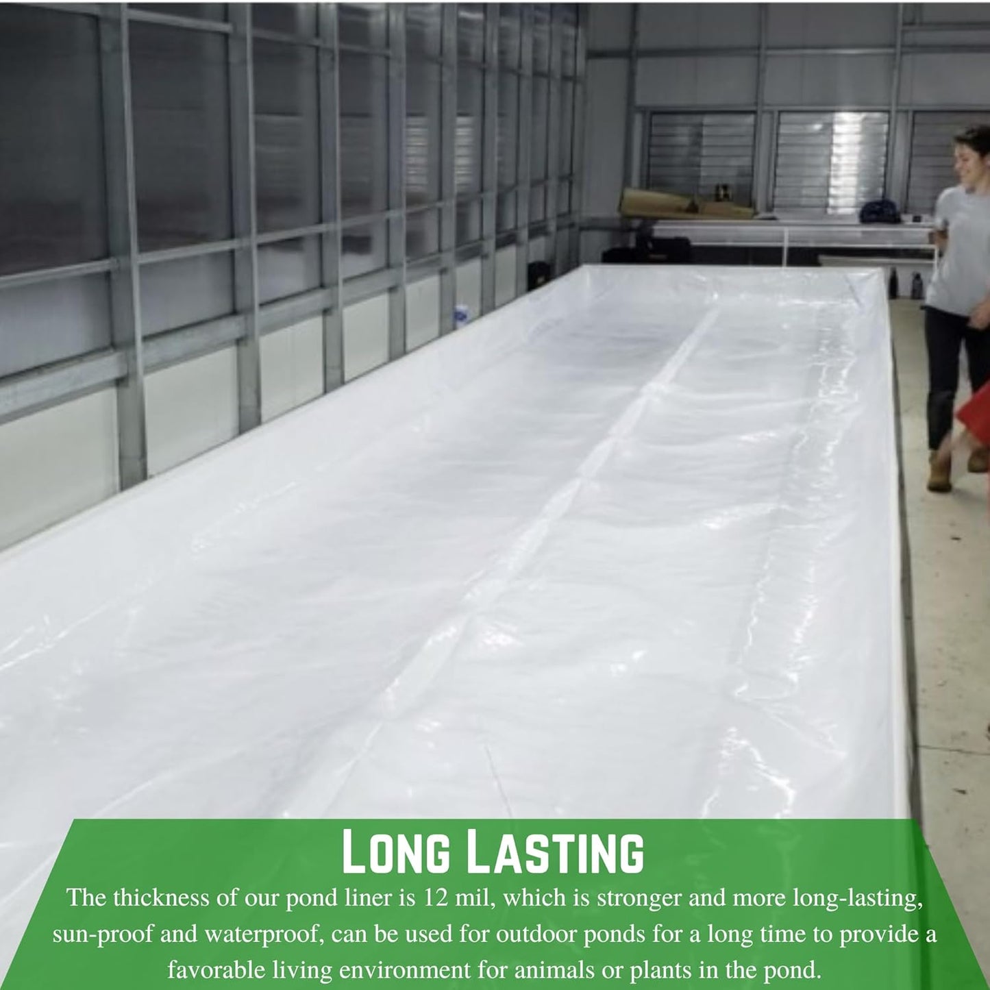 Farm Plastic Supply - 12 Mil String Reinforced Black/White Pond Liner - 12 Mil Fish Pond HDPE Liner, Pond Liners for Outdoor Ponds, Koi Ponds, Garden Fountain, Containment Liner (12' x 80')