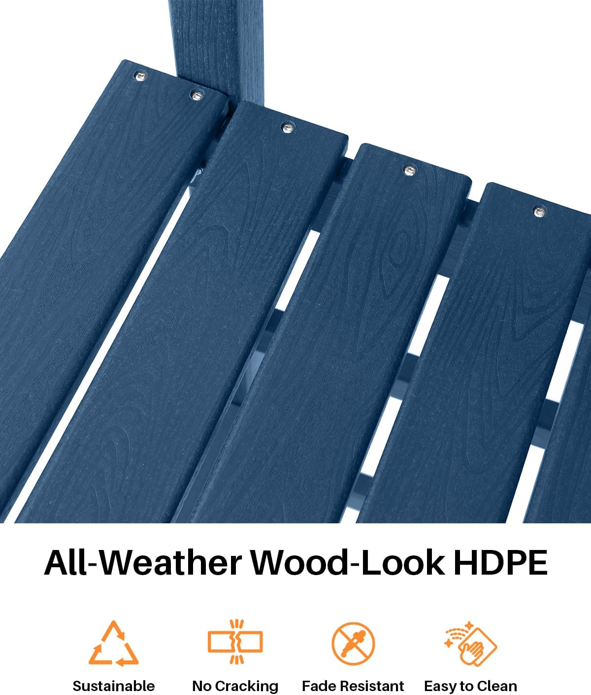 Adirondack Bar Chair Set of 2, HDPE Tall Adirondack Chairs Bar Stools with Footrest, Outdoor Bar Height Stool Chair Set, HDPE Patio Barstools Set for Poolside, Balcony, Garden, Navy