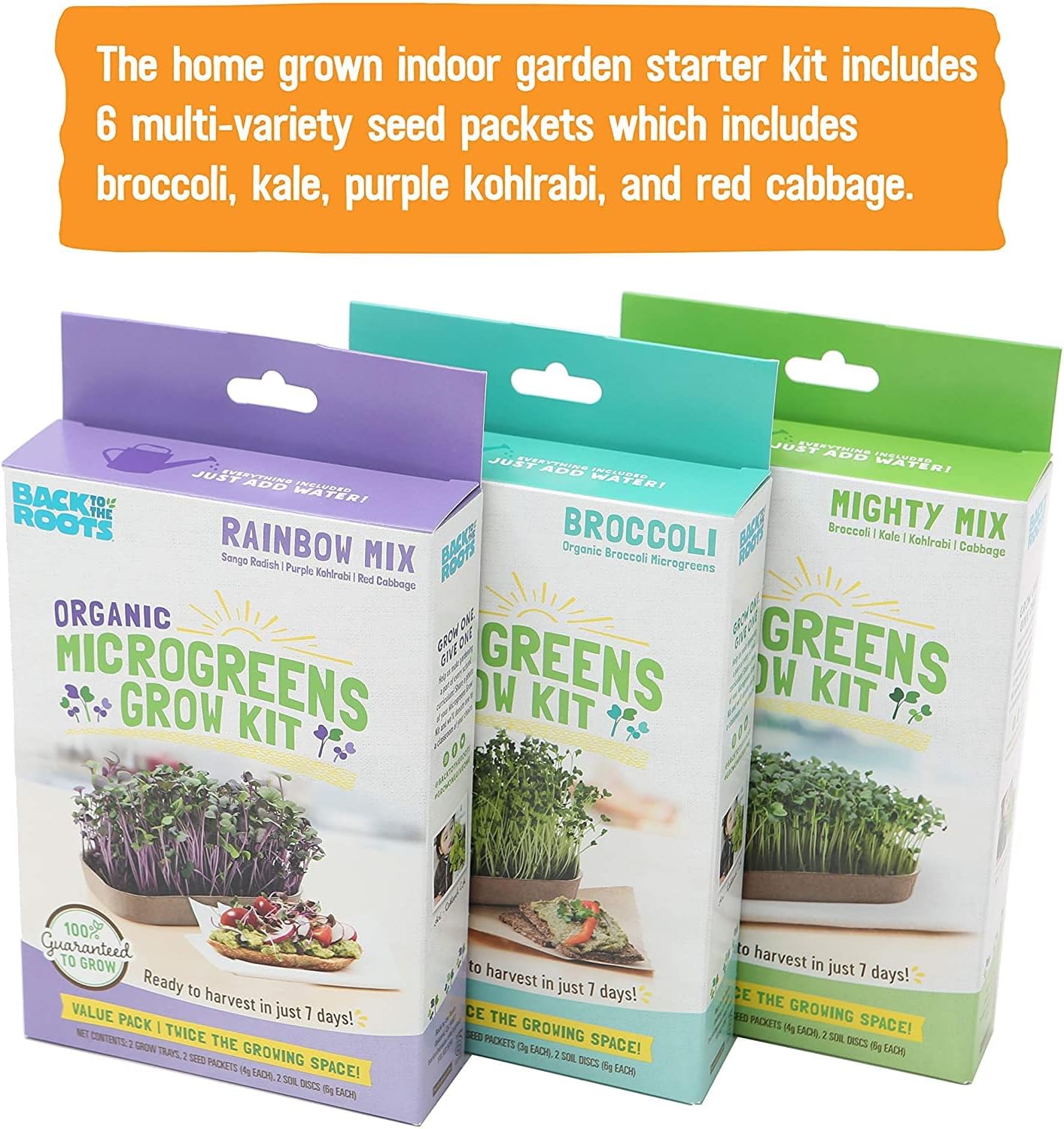 Back to the Roots DIY Microgreen Grow Kit, 6-Grow Variety Pack