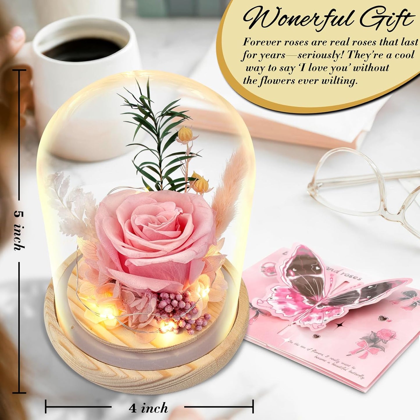Flowers, Roses Gift – Fresh Flowers Bouquet & Preserved Roses for Home Decor – Forever Flowers for Delivery Prime to Show Love for Women, Unique for Mother's Day & Christmas