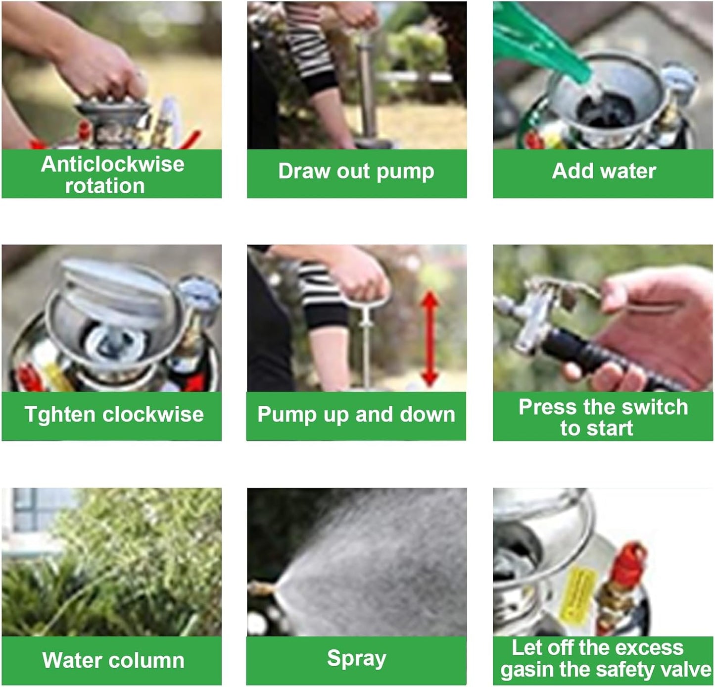 2Gal Stainless Steel Pump Up Sprayer Reinforced Hose, Hand Pump Sprayer with Pressure Gauge&Safety Valve, Adjustable Nozzle Suitable for Gardening (2 Gallon)