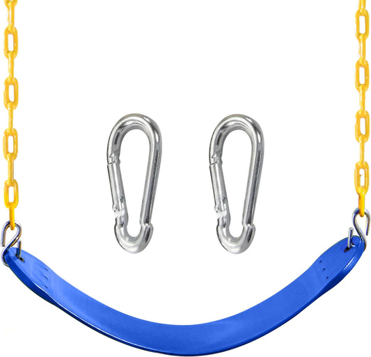 TURFEE Swing for Outdoor Swing Set - Pack of 1 Seat Replacement Kit with Heavy Duty Chains - Backyard Swingset Playground Accessories for Kids (Blue)
