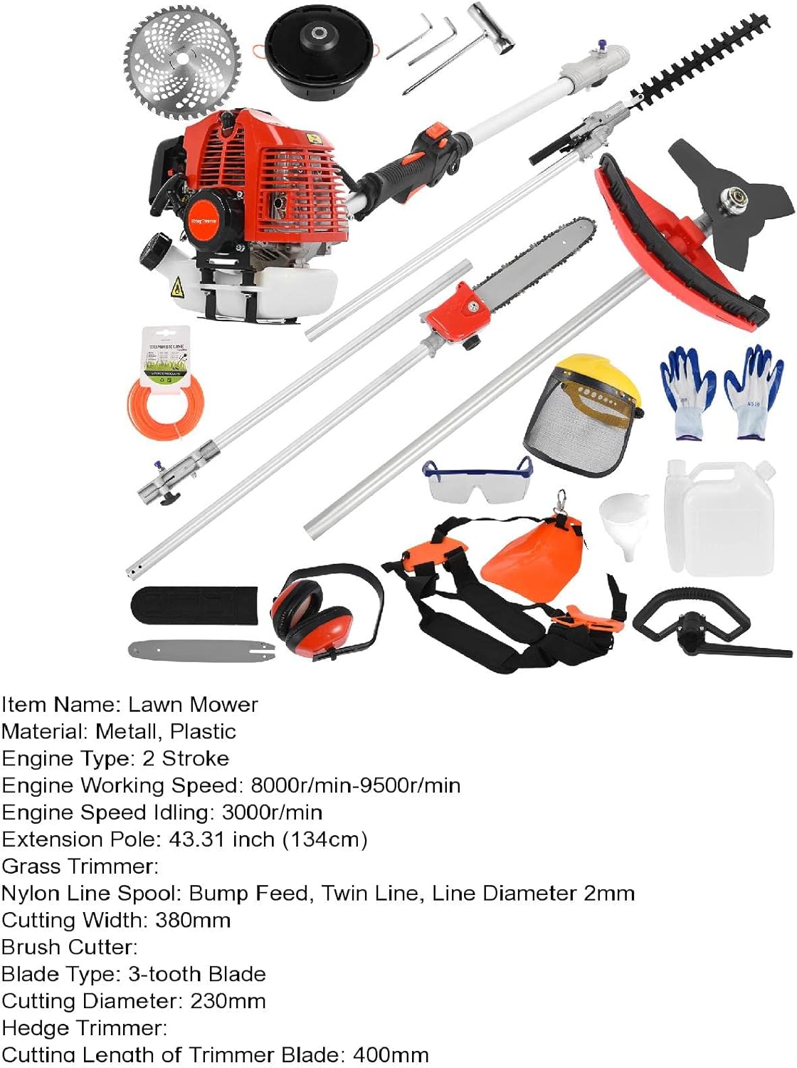ZEAVAN Gas Weed Eater 52cc 2-Stroke 5 in 1 Multi-Functional Petrol Hedge Trimmer Chainsaw Brush Cutter Weed Wacker Weed Eater Gas Powered for Weed Grass and Bush Shipping from US