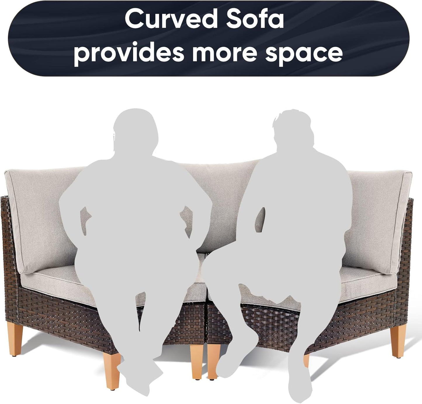 HUMMUH Patio Furniture Set,5 Pieces Outdoor Sectional Chairs with Ottomans,All Weather PE Wicker Patio Conversation Sets for Garden Porch Backyard