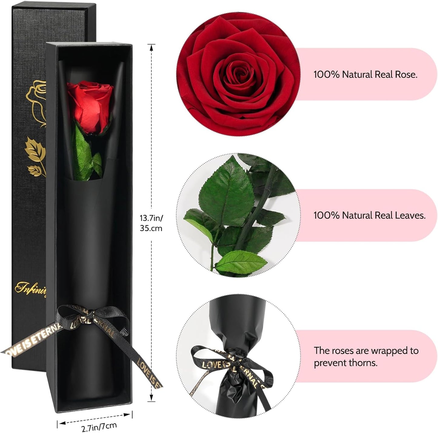 Yamonic Preserved Flowers Rose Gifts for Women Mom, Mothers Day Rose Flower Gifts for Mom, Forever Real Flowers Birthday Mom Gifts for Her, Grandma, Girlfriend, Wife Gifts for Anniversary (Red)