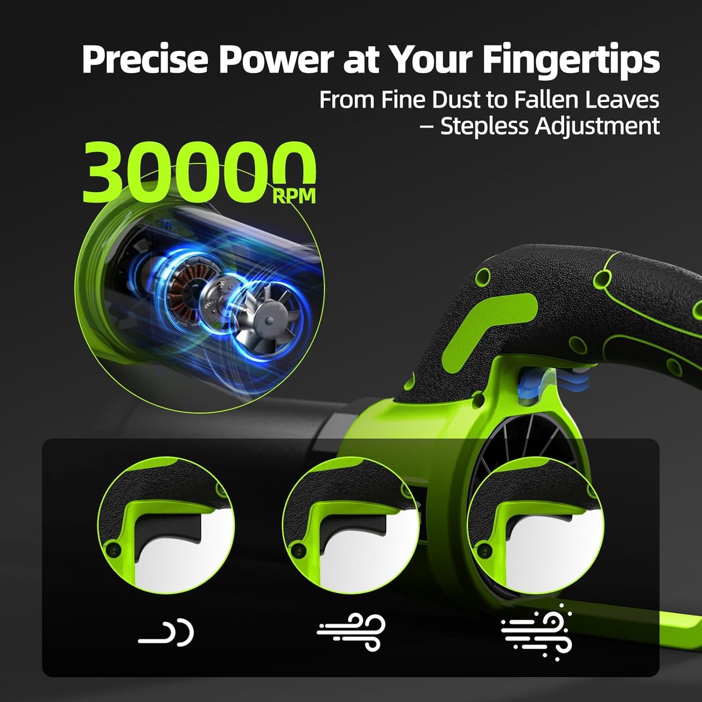 VASG Leaf Blower Cordless, 3 x 21V Batteries & Fast Charger Set, Variable Speed Mode, Lightweight Handheld Electric Leaf Blower for Lawn Care, Yard, Garden, Patio & Outdoor Cleanup