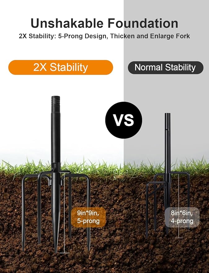 4 Pack String Light Poles for Outside, Thickened Metal Lights Hanger Pole Outdoor with Fork, Lighting Hanging Post Accessories for Patio Decor Garden Backyard Yard Front Porch Outside Decorations