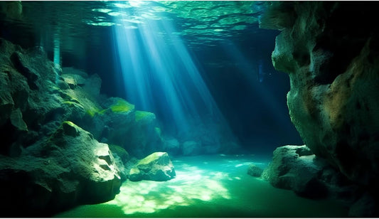 Underwater Fish Tank Background Under The Sea Cave Style Aquarium Background Ocean Floor Cave Sunlight Fish Tank Backdrop Tropical Fish Aquarium Terrarium Backgrounds Decorations 30x12in