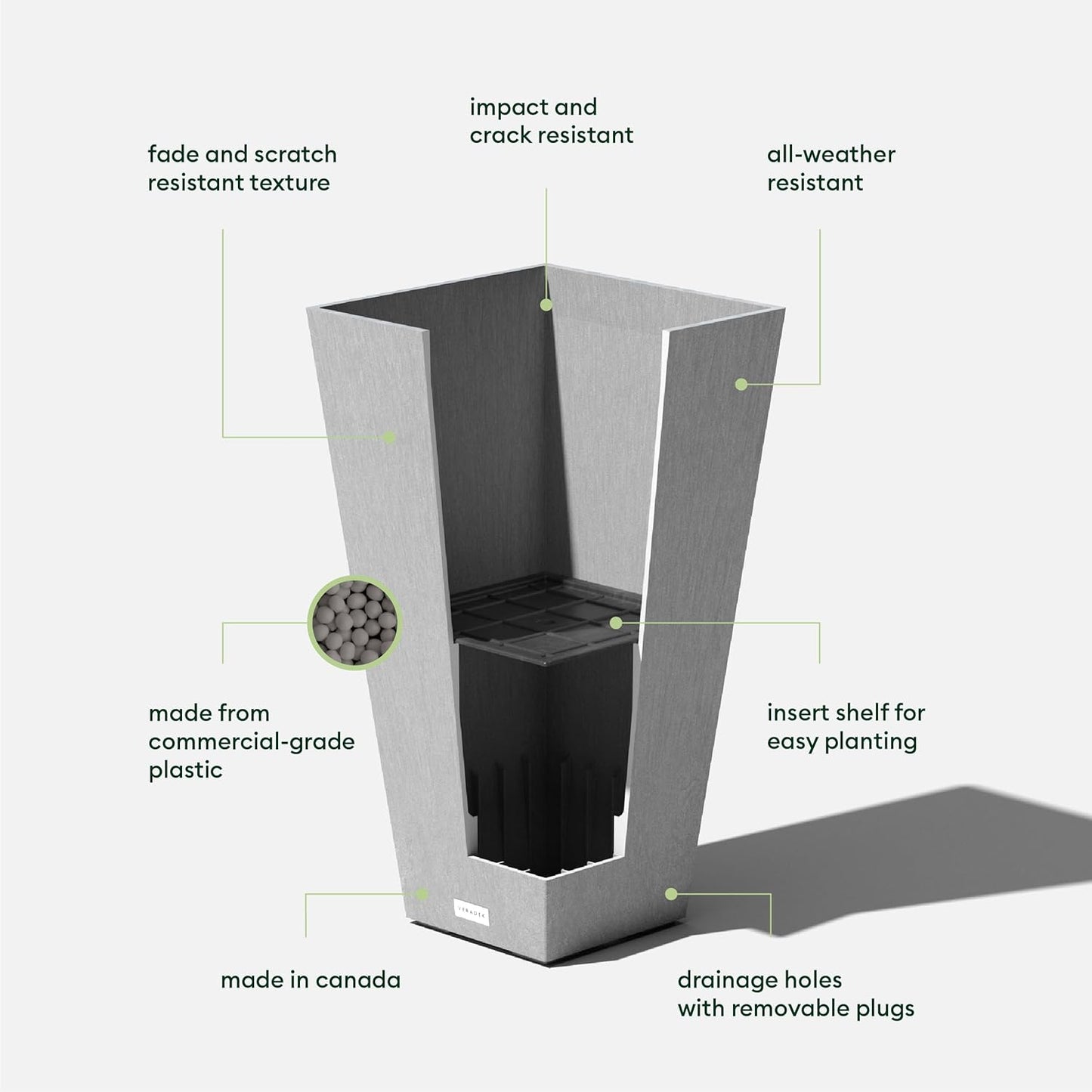Veradek V-Resin Indoor/Outdoor Taper Planter, 2-Pack (26 inch, Grey)