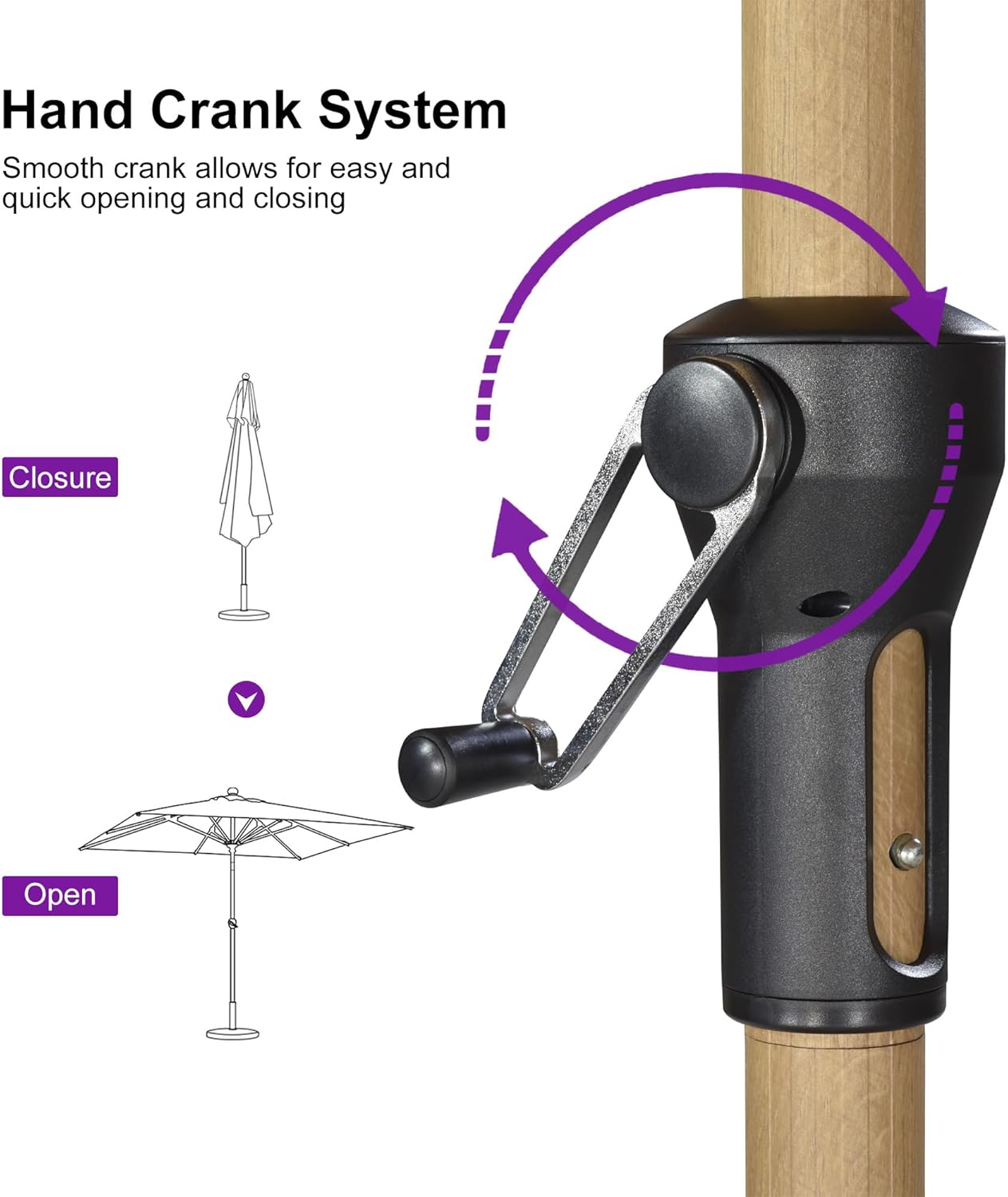 PURPLE LEAF 9' x 11.5' Patio Umbrella Outdoor Table Umbrella Rectangular Aluminum Market Umbrella with 8 Sturdy Ribs & Crank Outdoor Umbrellas for Garden Deck Patio, Navy Blue