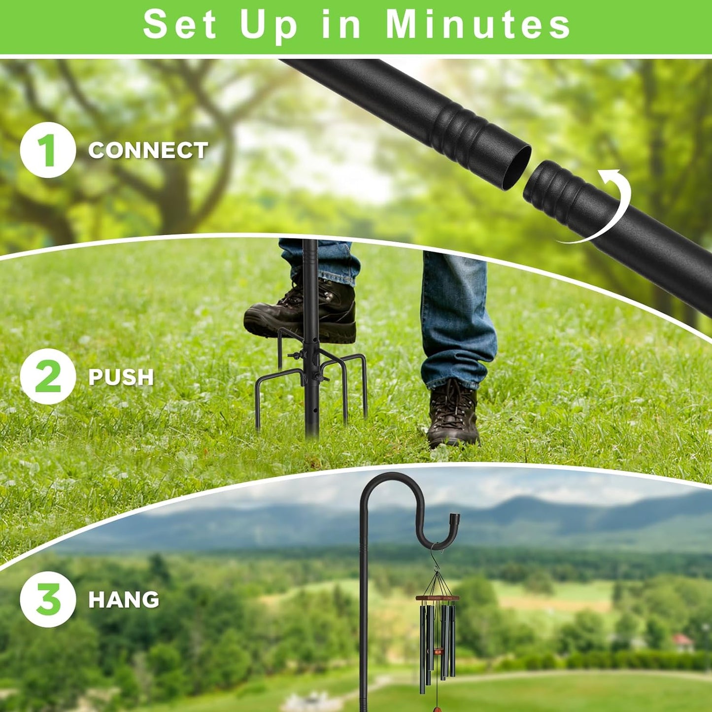 Bird Feeder Pole, 94" Shepherds Hooks for Outdoor, Hummingbird Feeders Stand Heavy Duty with Stable 5-Prong Base, Hanging Plant Shepherd Hook Hanger Stick for Outside Garden Yard Wedding