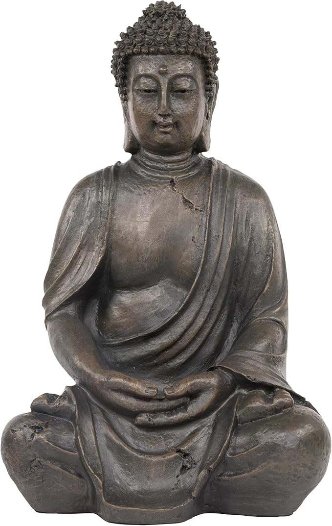 Alpine Corporation 15" Tall Indoor/Outdoor Meditating Buddha Statuary Décor