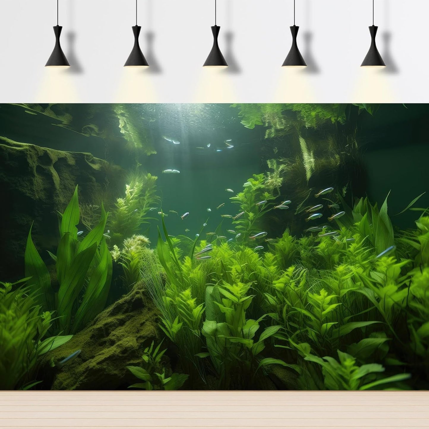 Aquarium Background Lush Aquatic Plants Seagrasses Terrarium Background Redwood Root Moss Tropical Style Green Underwater Plants Fish Tank Background Under The Sea Reptile Tank Backdrop 72x18in