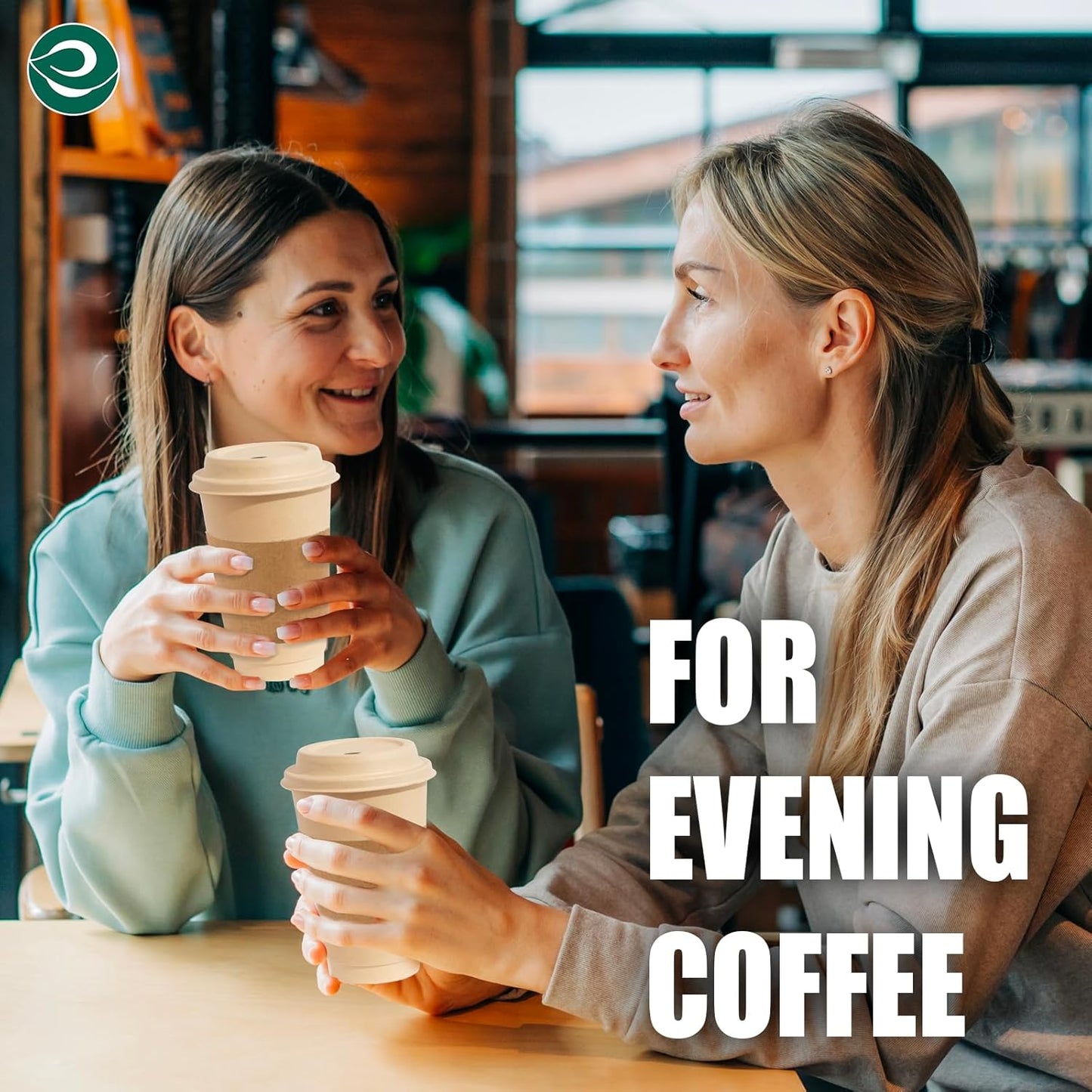 ECO SOUL 100% Compostable Coffee Cups With Lids & Sleeves - 16Oz (100 Counts) To Go Coffee Disposable Bagasse Cups |Sturdy & Eco-Friendly Cups for Cafes, Party, Office