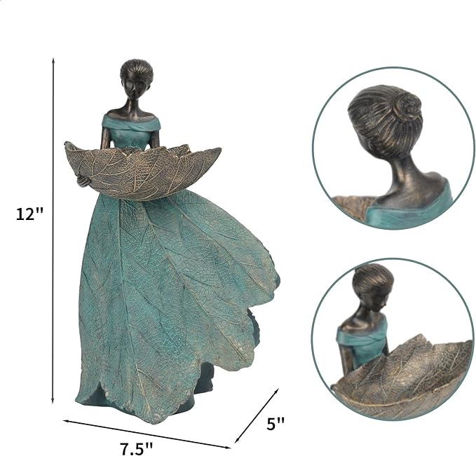 DiliComing Fairy Garden Statue Bird Feeder - 12 Inch Fairy Statue for Home Decoration, Resin Outdoor Statues for Garden Decoration, Best Bird Feeder Garden Gift for Women 12 x 7.5 x 5 Inch
