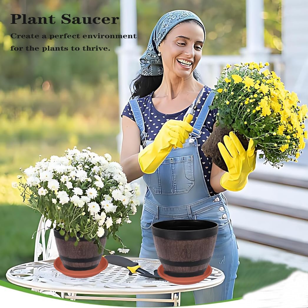 4 Pack of 16 inch Plant Saucer, Large Plant Tray, Heavy Sturdy Plant Drainage Tray for Indoors, Bird Bath Bowls, Sturdy Plastic Pot Tray for Planter 14 15 16"(Black)