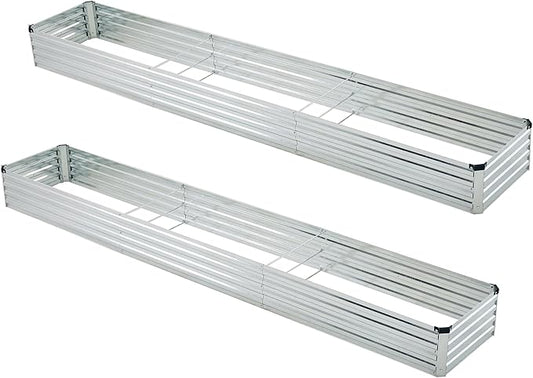 12x2x1ft(2 Pack) Galvanized Raised Garden Bed,Outdoor Planter Box Metal Patio Kit Planting Bed for Vegetables Flowers Herb,Silver