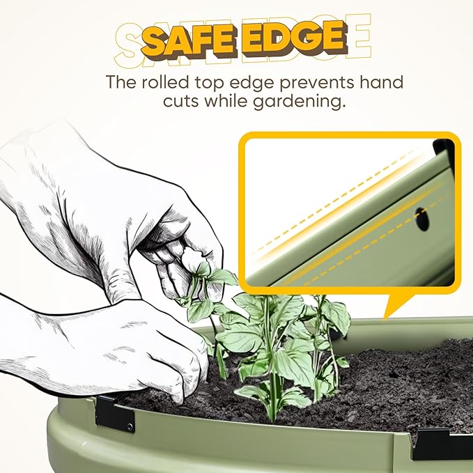 KING BIRD Raised Garden Bed Kit 2025 Upgraded Quick-Setup Galvanized Planter Garden Box Outdoor for Gardening, Vegetables, Flowers, 94x36x12 in, Olive Green