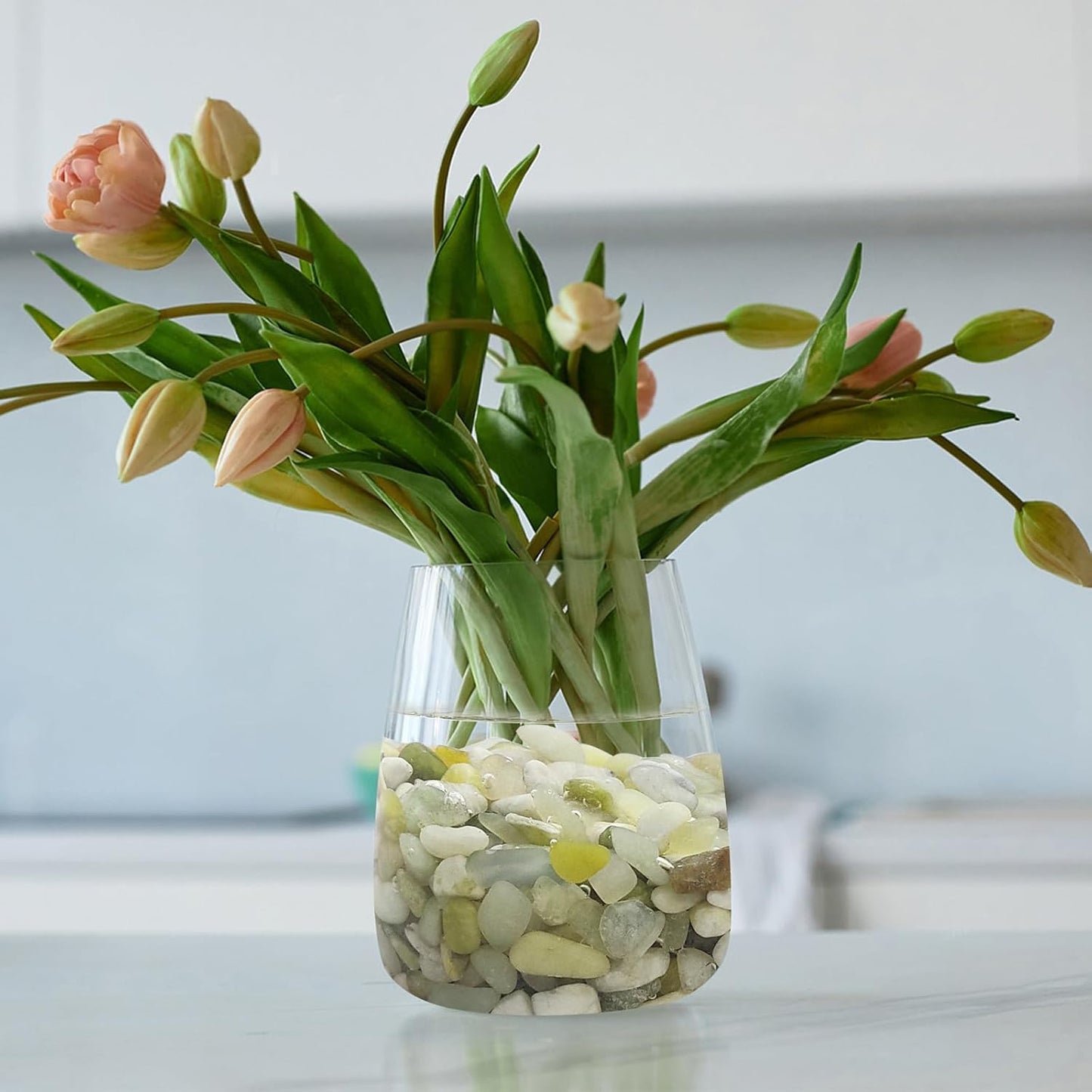 2LB Succulent Jade Pebbles for Indoor Plants, 3/8 Inch Natural Decorative Polished Stones, River Rocks for Landscaping,Vase, Flowerpot Decoration, Indoor Decoration and Garden Decoration