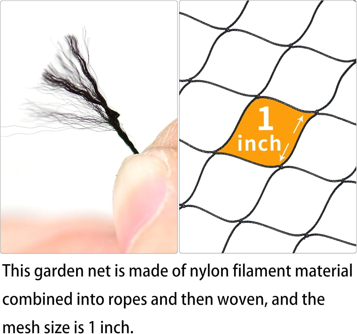 30 x 50 FT Bird Netting for Garden, 1" Square Mesh Size Heavy Duty Nylon Chicken Coop Netting for Blueberry Bushes, Fruit Trees and Vegetable Against Birds, Deer, Squirrels (30X50FT)