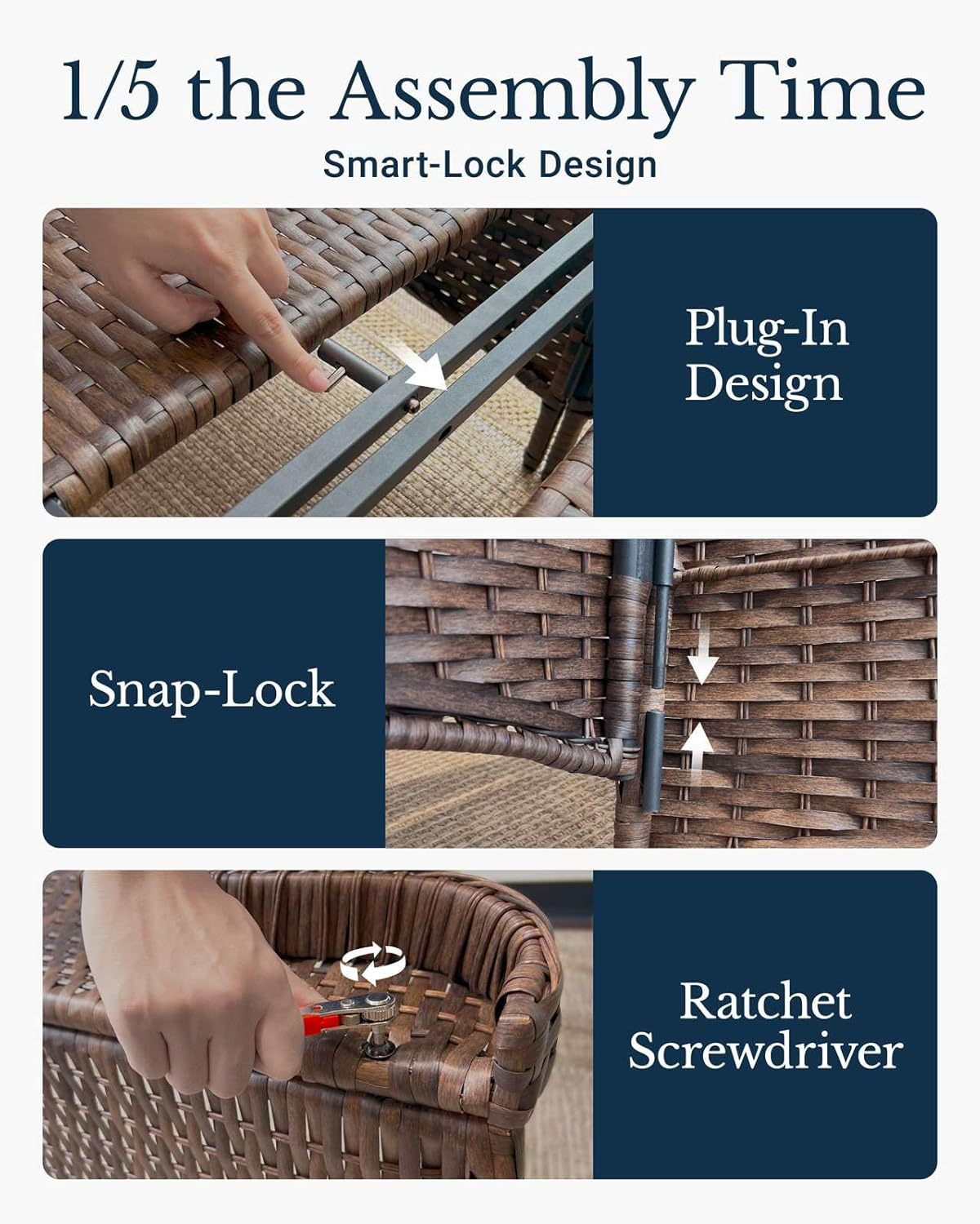 HILLGA Luxury Patio Furniture Set with 6-Inch Thick Cushions, High Back Outdoor Swivel Rocker Chairs and Patio Couch, 6-Piece All Weather Conversation Set for Porch Deck Pool Yard, Dark Grey (V3)