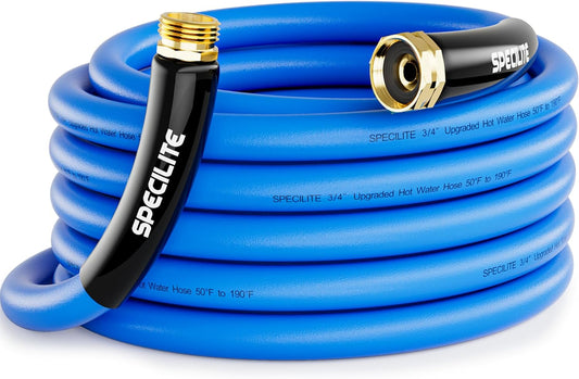 Hot/Cold Garden Water Hose 25 ftx 3/4 in, -50℉ To 190℉, Heavy Duty, Flexible, Burst 605 Psi, Lightweigh, Upgraded Rubber Pipe with 3/4" Brass Fittings For Backyard, Outdoor, Farm, Blue