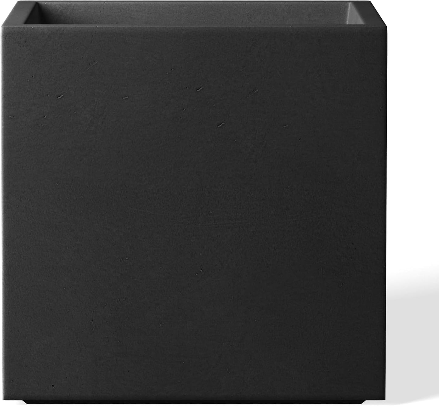 Kante 12 Inch Square Concrete Planter for Outdoor Indoor Home Patio Garden, Large Plant Pot with Drainage Hole and Rubber Plug, Black
