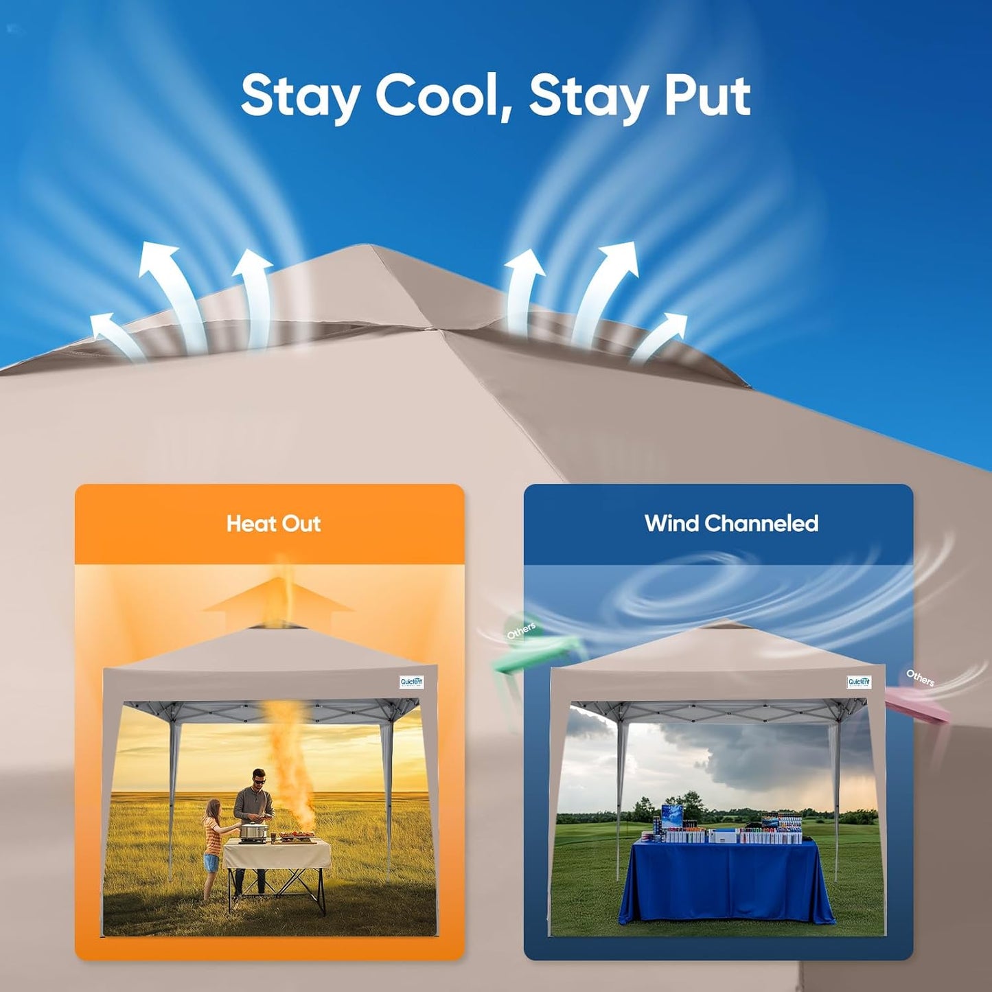 Quictent 10x10 Pop Up Canopy Tent, Instant Setup Gazebo for 1 Person, Portable & Compact, Waterproof & UV Protection, Ideal for Camping, Beach, Parties, and Outdoor Events