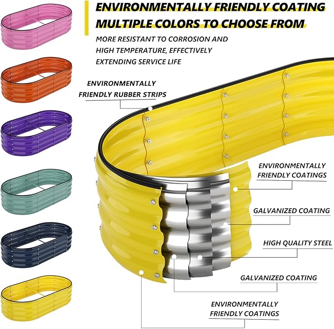 Galvanized Metal Planter Raised Garden Bed Kit for Gardening Outdoor，6x3x2ft Planter Grow Garden Box Raised Flower Bed，Long Vegetable Clearance Herb Raised Garden Beds for Container Gardening