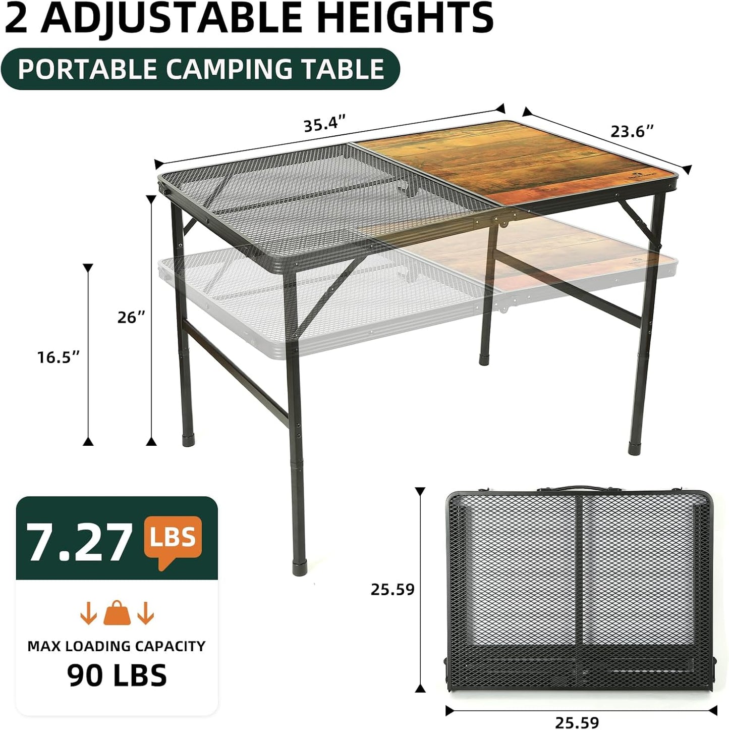 ROCK CLOUD Portable Camping Table Ultralight Aluminum Folding Grill Table Small Camp Table for Beach Hiking Backpacking Outdoor Picnic RV BBQ