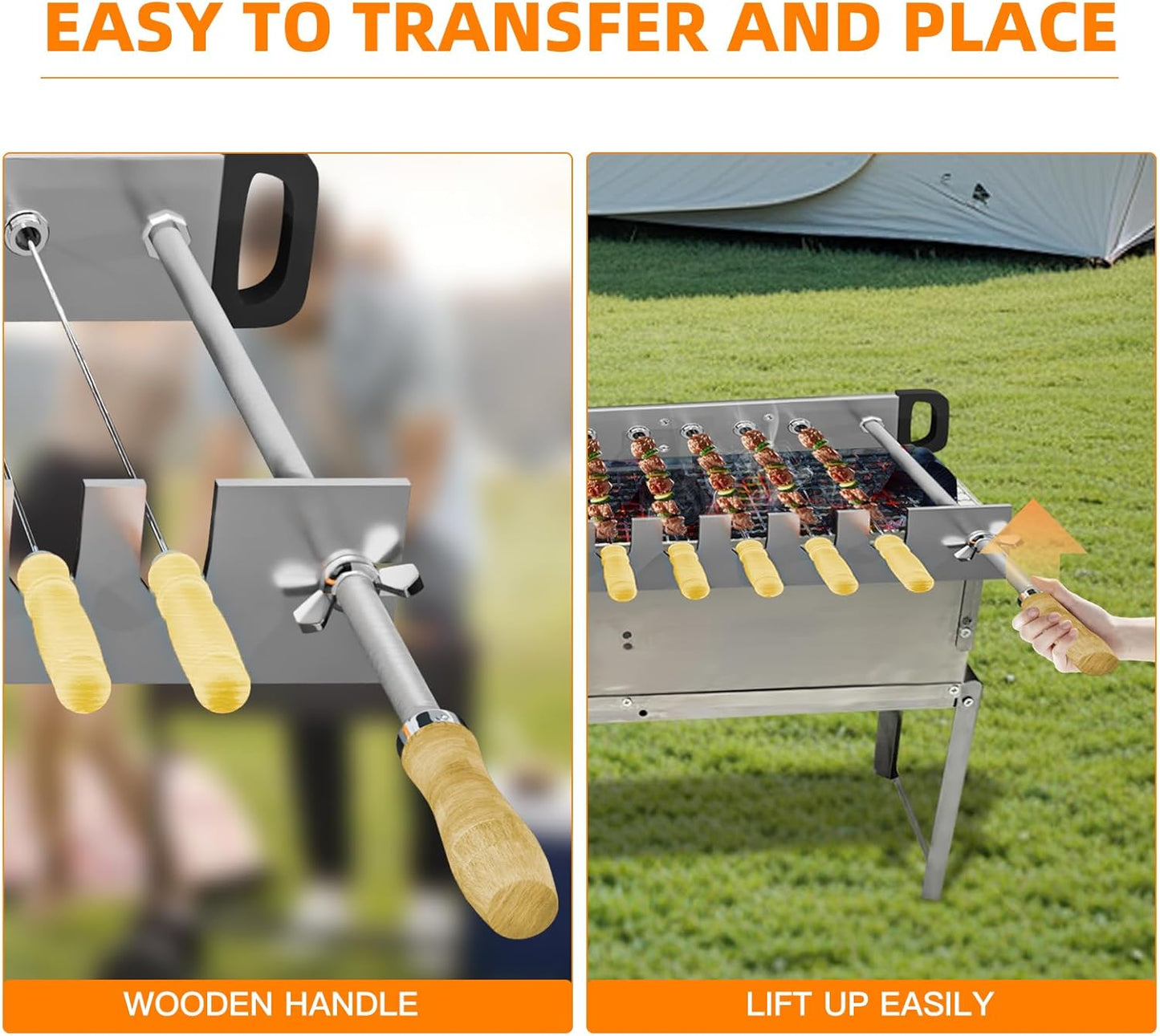 Stainless Steel Electric Barbecue Grill, Automatic Rotating, Adjustable Width for BBQ (G500)