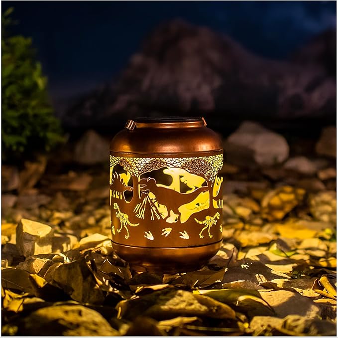 Dinosaur Solar Lanterns Outdoor Waterproof,Hanging Solar Lights Dinosaur Gifts for Women Men Metal LED Decorative Light for Yard,Patio,Lawn,Tabletop,Pathway,Landscape,Garden Decor
