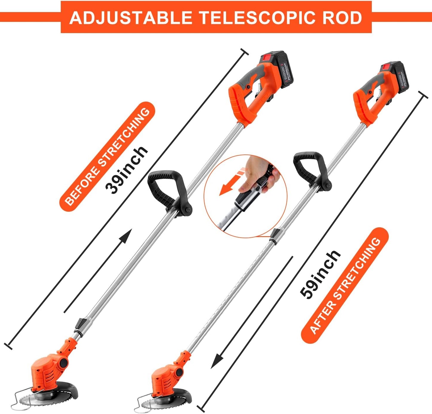 MAXMAN Weed Wacker, Weed Eater Battery Powered, Cordless Brush Cutter with 2Pcs 21V 4000mAh Batteries and 10Pcs Metal Blades, Lightweight Electric Grass Cutter Weed Trimmer for Yard Trimming & Edging