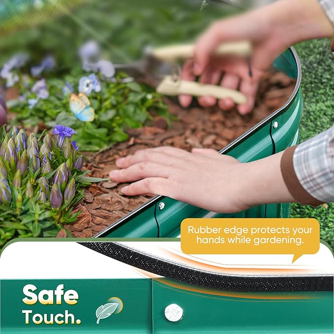 KING BIRD Raised Garden Bed Kit 2025 Upgraded Modular DIY Galvanized Planter Garden Box Outdoor for Gardening, Vegetables, Flowers, Elegant Roman Column Design, 71x24x12 in, Dark Green