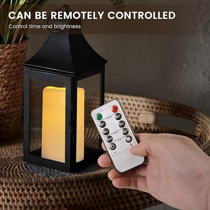 Waterpoof Flameless Remote Control Candles 15PACK D3''*H5.5''Battery Operated Flickering LED Pillar Candle,plastic with 10-Key 24Hours Timer for Outdoor/Indoor Home Party Garden Lanterns Porch (Ivory)