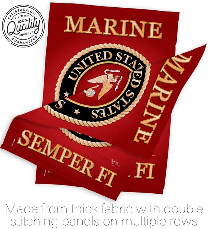 Marine Corps House Flag - 2 pcs Pack Armed Forces USMC Semper Fi United State American Military Veteran Retire Official - Decoration Banner Small Garden Yard Gift Double-Sided Made In USA 28 X 40