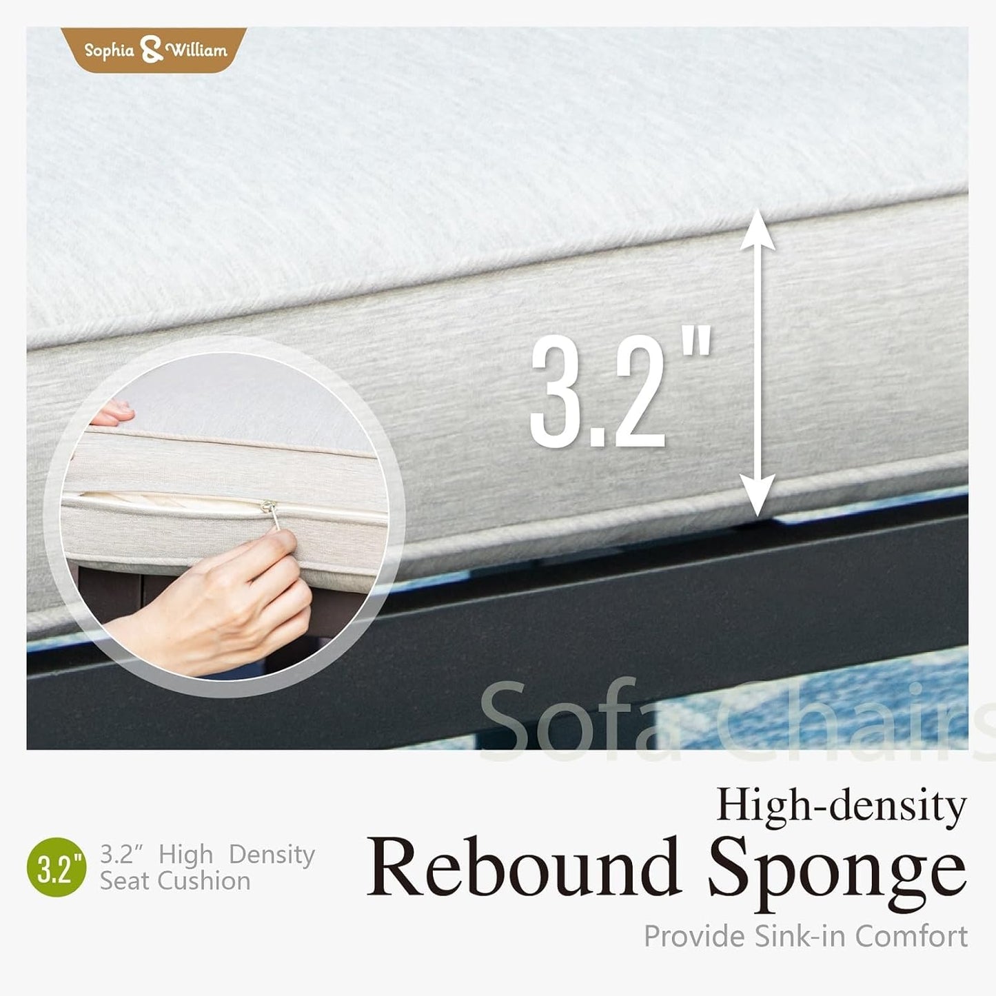 Sophia & William Outdoor Sectional Sofa, 9 Piece Metal Patio Furniture Set, Modular Patio Conversation Set-2 x Single Sofa with Side Table, 4 x Single Chairs, 1 x Loveseat, 1 x Tea Table