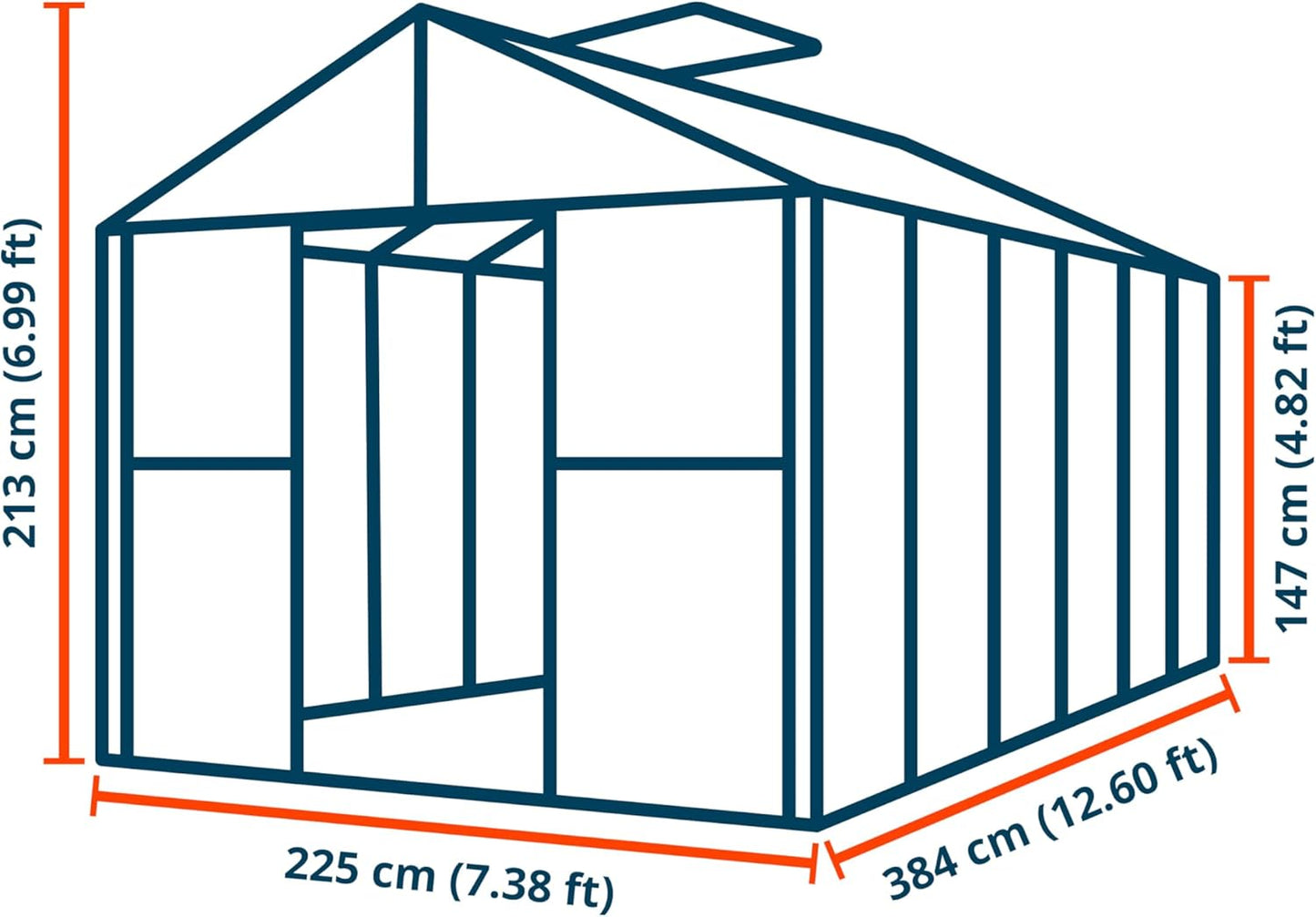 Greenhouse Topas 6 Aluminum Frame 7.4 x 12.6 ft with Approx. 8 mm Polycarbonate Panels