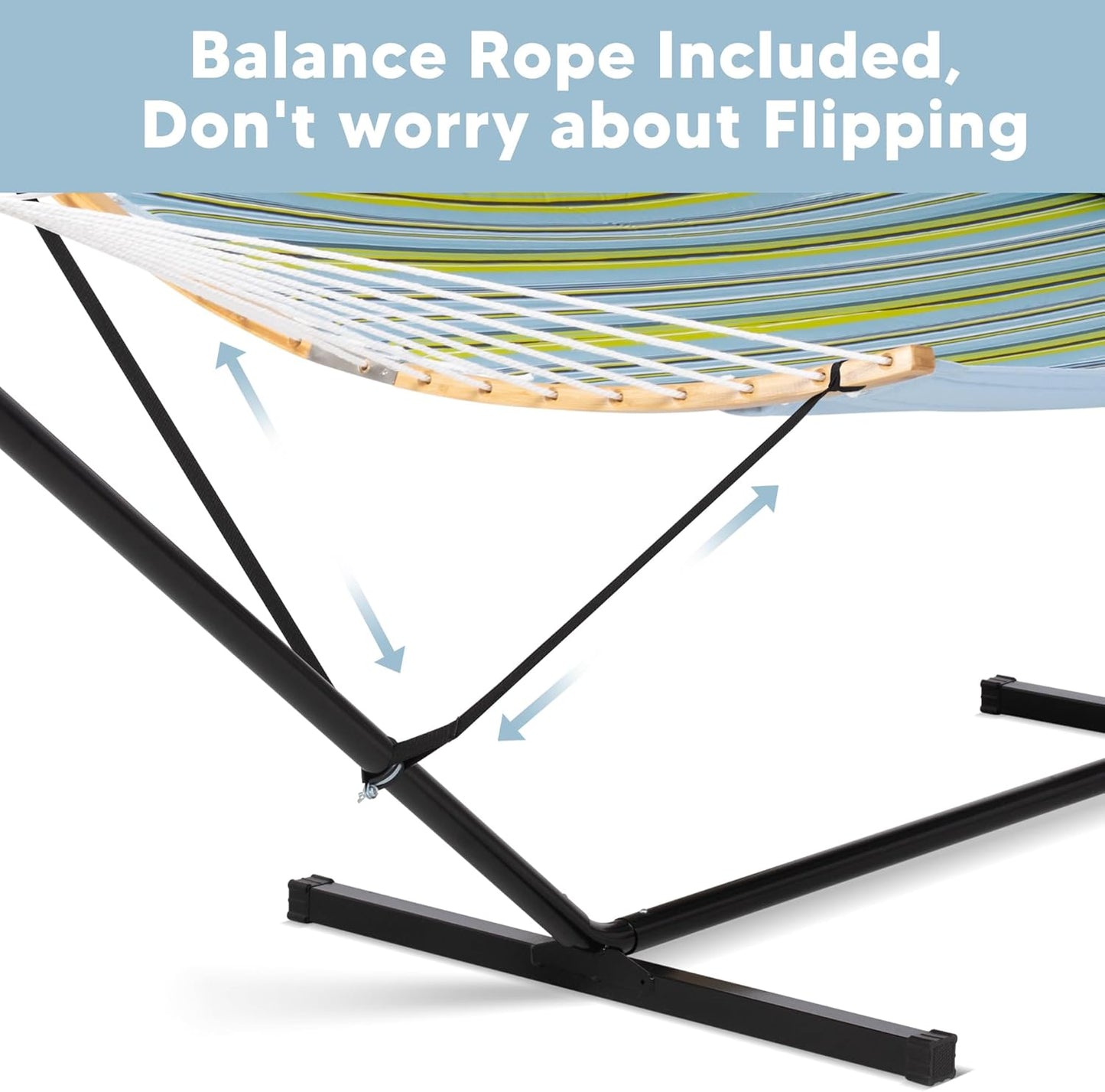 SUNCREAT Portable Outdoor Hammock with Stand Included, Double Hammock with Stand for Outside, Yellow Blue