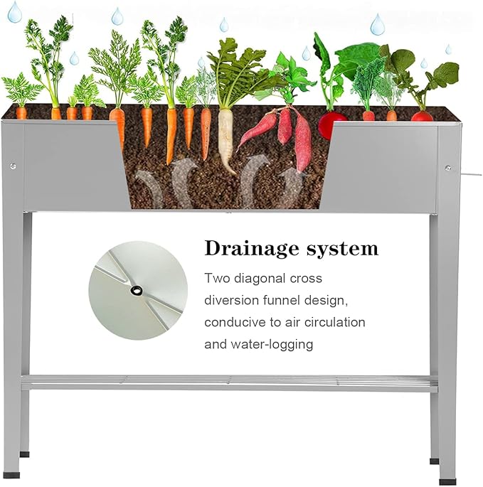 Metal Raised Garden Bed,Raised Planter Box with Legs,Herbs and Vegetables Planter Suitable for Outdoor Patio Deck and Porch (Gray)