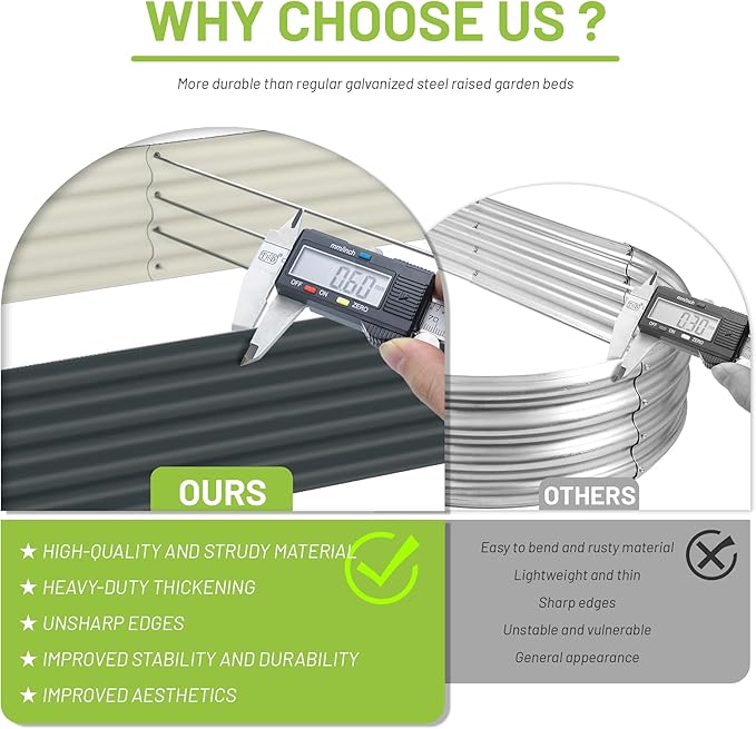 8x4x1ft Raised Garden Bed-Outdoor Galvanized Planter Box for Vegetables, Fruits,Herbs, Flowers, Metal Raised Garden Bed kit-Dark Grey